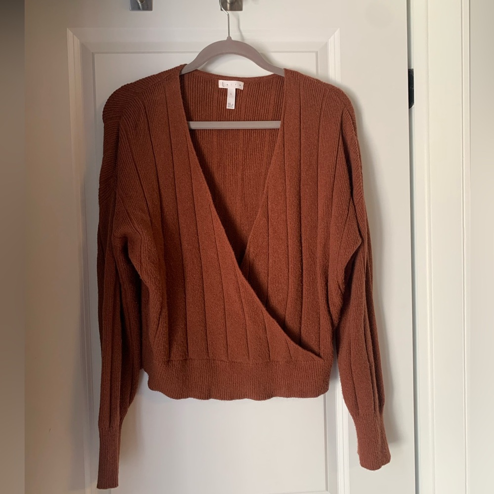 Beautiful Brown Wrap Sweater